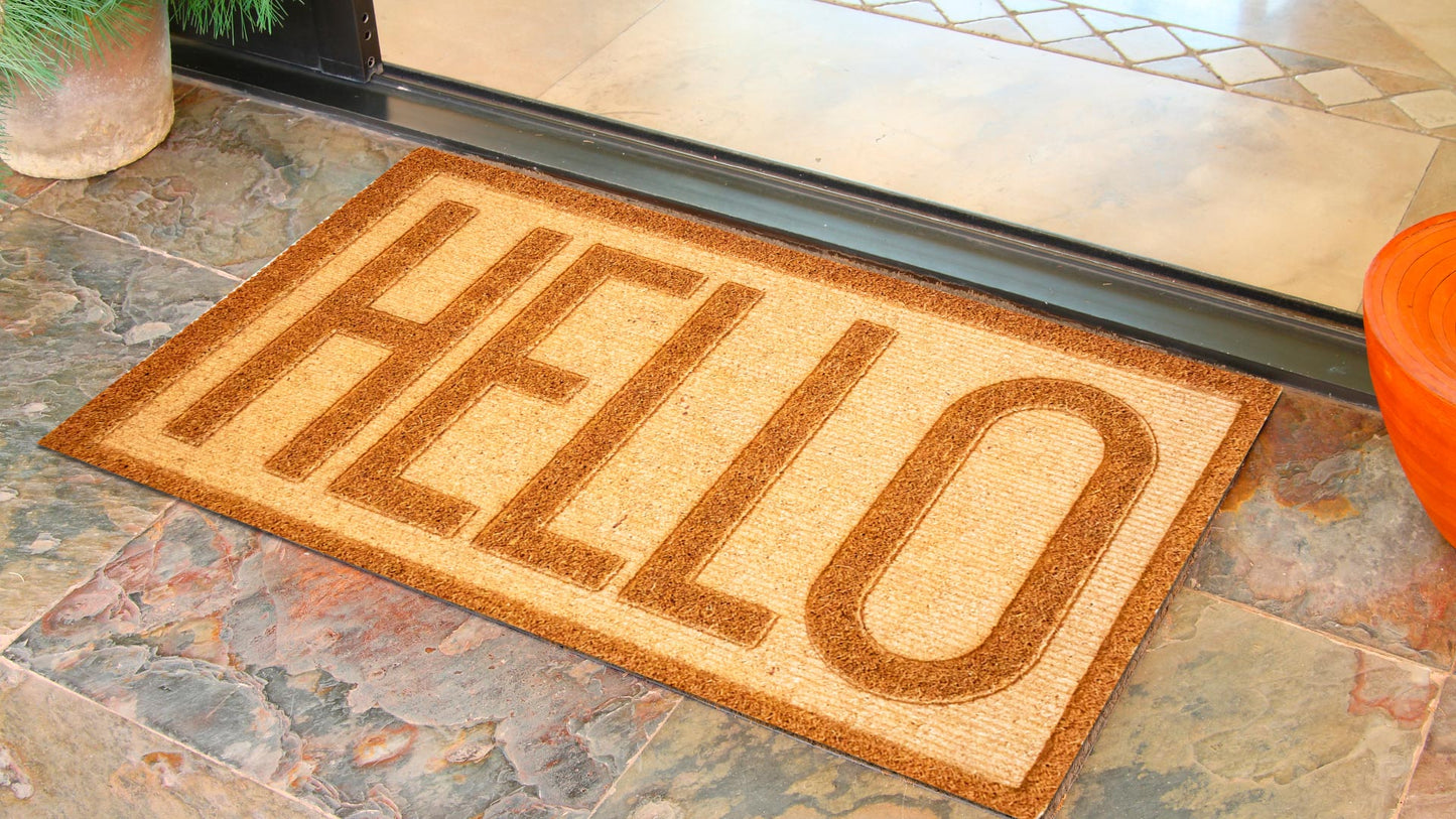 Tapete de entrada Coco Hello 40cm x 60 cm
